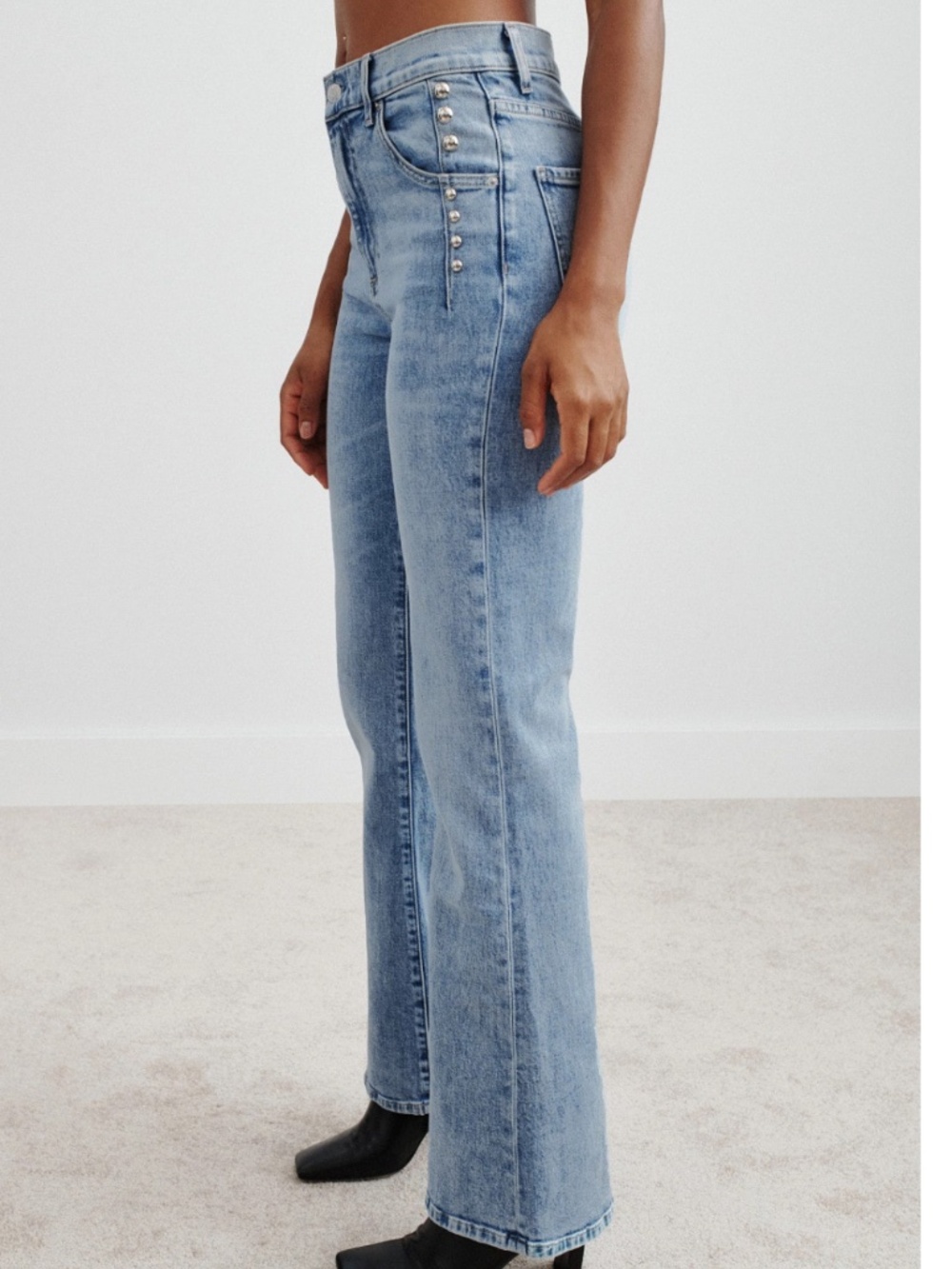 LE JEAN Studded Farah Flare High Rise Jeans